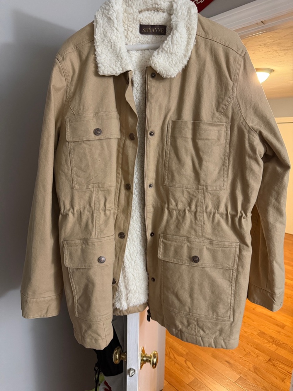 Shyanne Women’s Tan Sherpa-Lined Utility Jacket